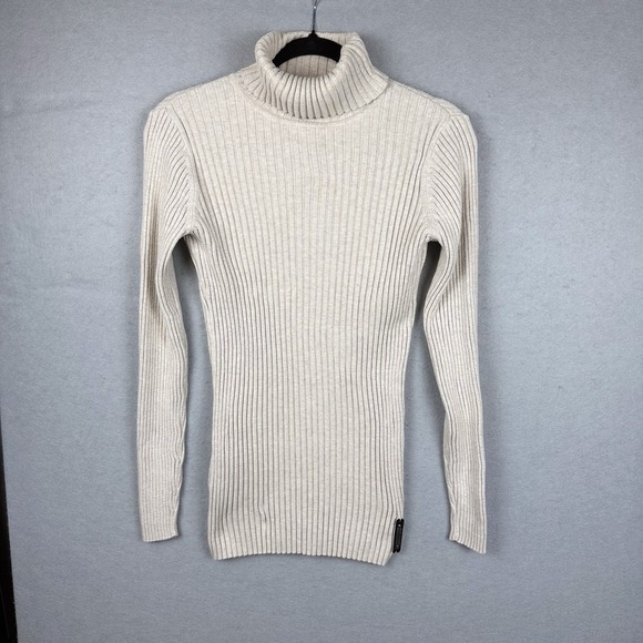Ruff Hewn Sweaters - Ruff Hewn Turtleneck Sweater Womens M Cream Cotton Ribbed Classic Cozy‎ Preppy